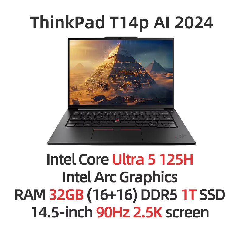Lenovo Laptop ThinkPad T14p AI 2024 Intel Core Ultra 7 /Ultra 9 GeForce RTX 4050/Arc Graphics 14.5-inch 90/120Hz Screen laptop