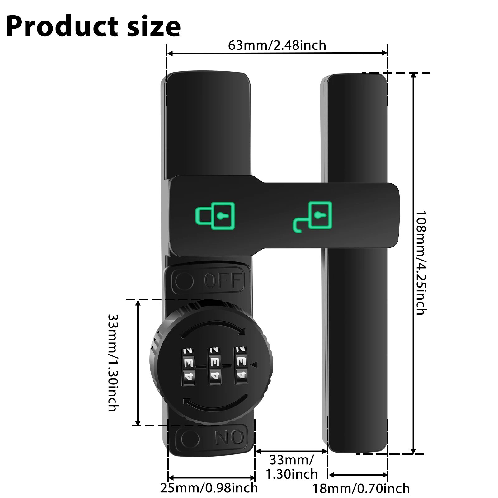 Flip Latch Lock with 3-Digit Combination 90/180 Degree Sliding/Swinging Door Lock Latch Bolt for Gate Barn Window Cabinet