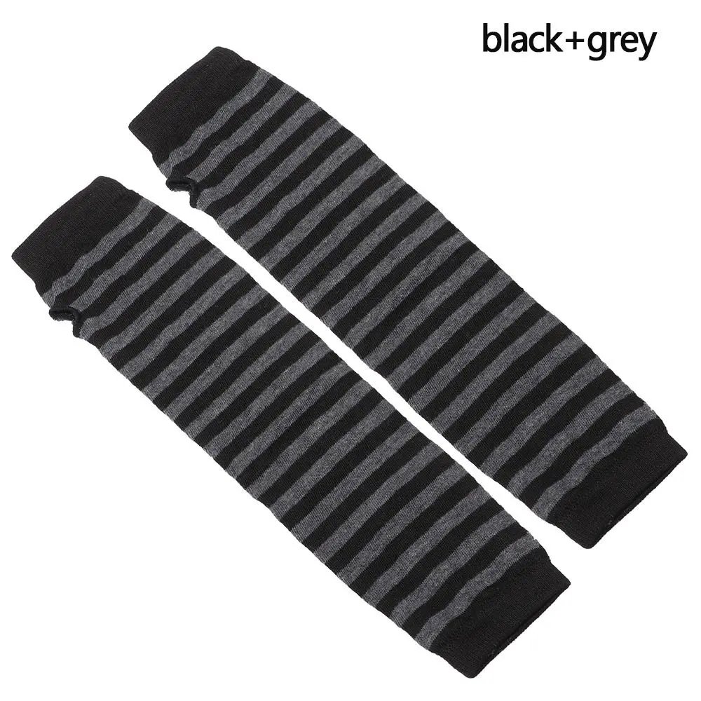 Women Girls Cotton Classic Fingerless Long Gloves Wristband Arm Warmer Long Sleeve Striped Elbow Mitten Knitted Handschoenen