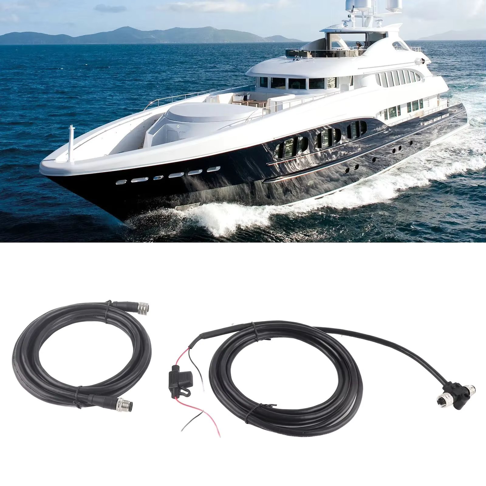 for NMEA2000 Starter Kit T Connector Power Cable Male Female Resistor 3 Port Adapter IP67 Waterproof for Garmin Networks