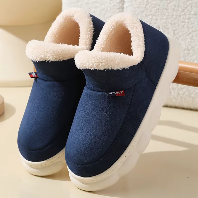 Shevalues 2024 Men Home Cotton Shoes Classic Fashion Warm Ankle Boots Fluffy Plush Padded Slippers For Man Super Soft Slippers