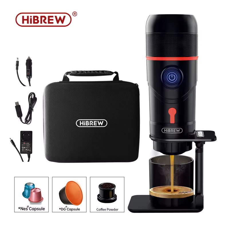 HiBREW Portable Coffee Machine for Car & Home,DC12V  Expresso Coffee Maker Fit Nexpresso Dolce  Pod Capsule  Coffee Powder H4