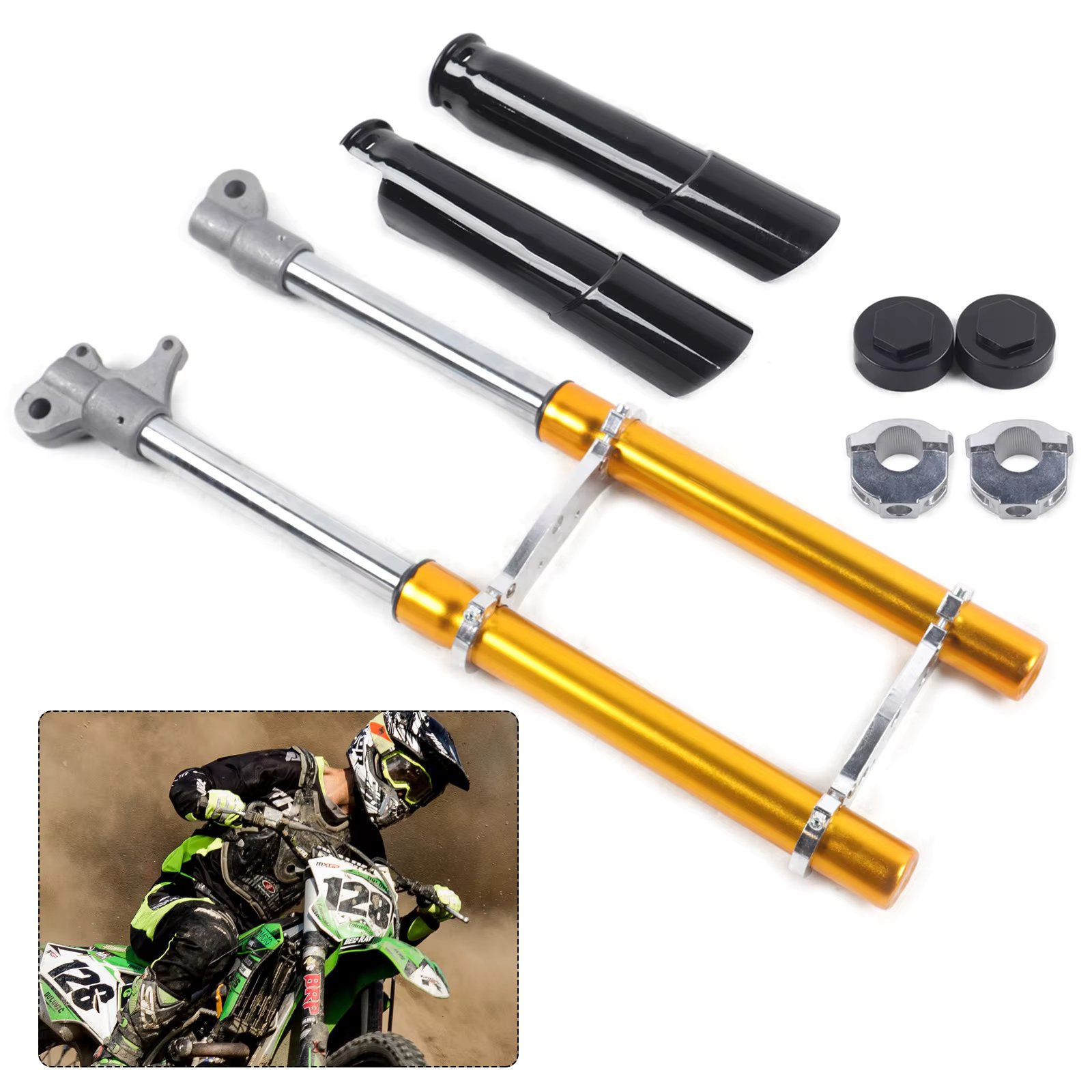 2-Stroke Mini Front Fork Shocker 49cc Dirt Pit Bike Triple Tree Clamp Inverted