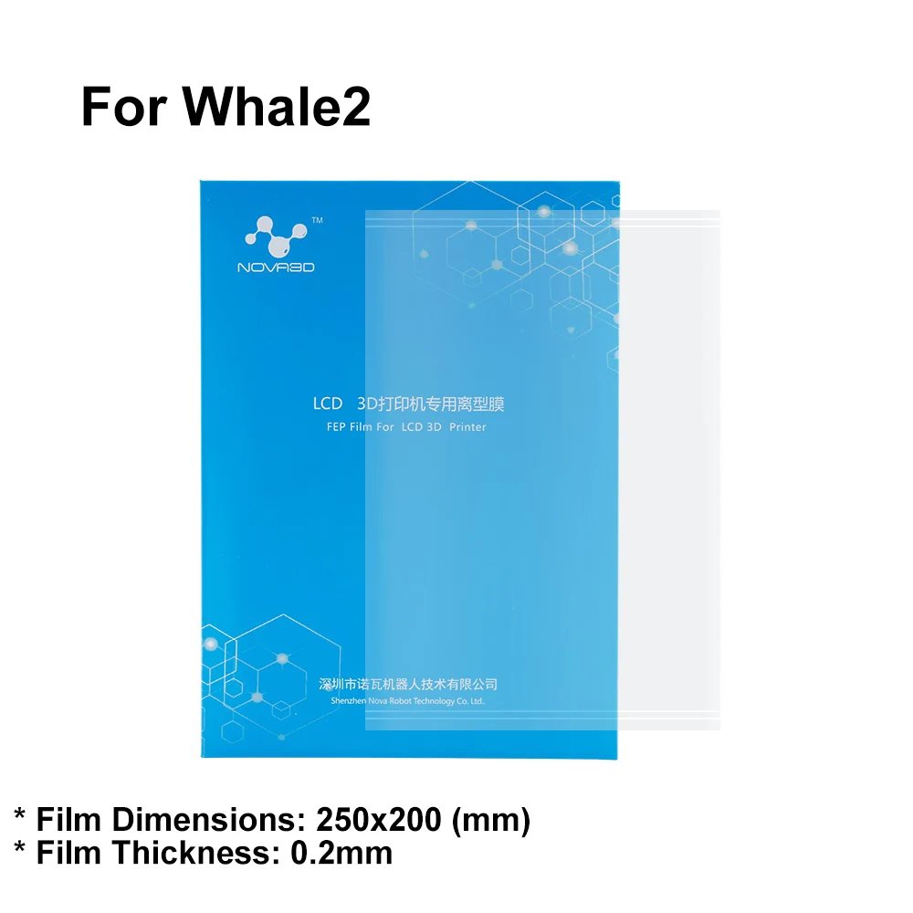 NOVA3D FEP Film for LCD 3d Printer Parts 126x178mm/250x200mm Fep Sheets 0.2mm UV Light Printers FEP Film for Whale2/Bene4/Elfin