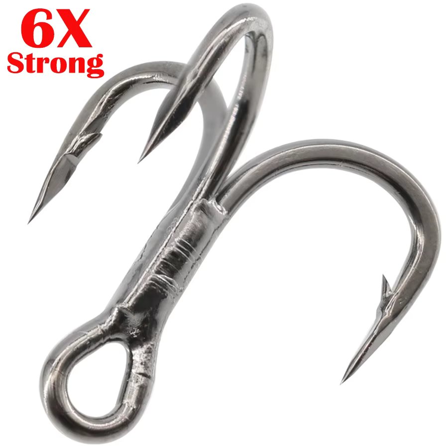 50pcs/20pcs 6x Treble Hooks Classic Fishing Hooks Strong Sharp Tackle Hooks 8# 6# 4# 2# 1# 1/0# 2/0# 3/0#