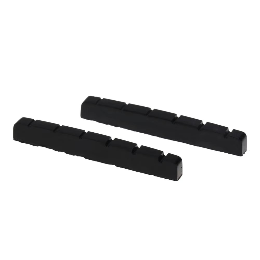 Musiclily Pro Urea Resin Plastic Slotted 42mm Electric Guitar Nuts Flat Bottom for 6-string ST/ Tele Guitar, Black (Set of 2)