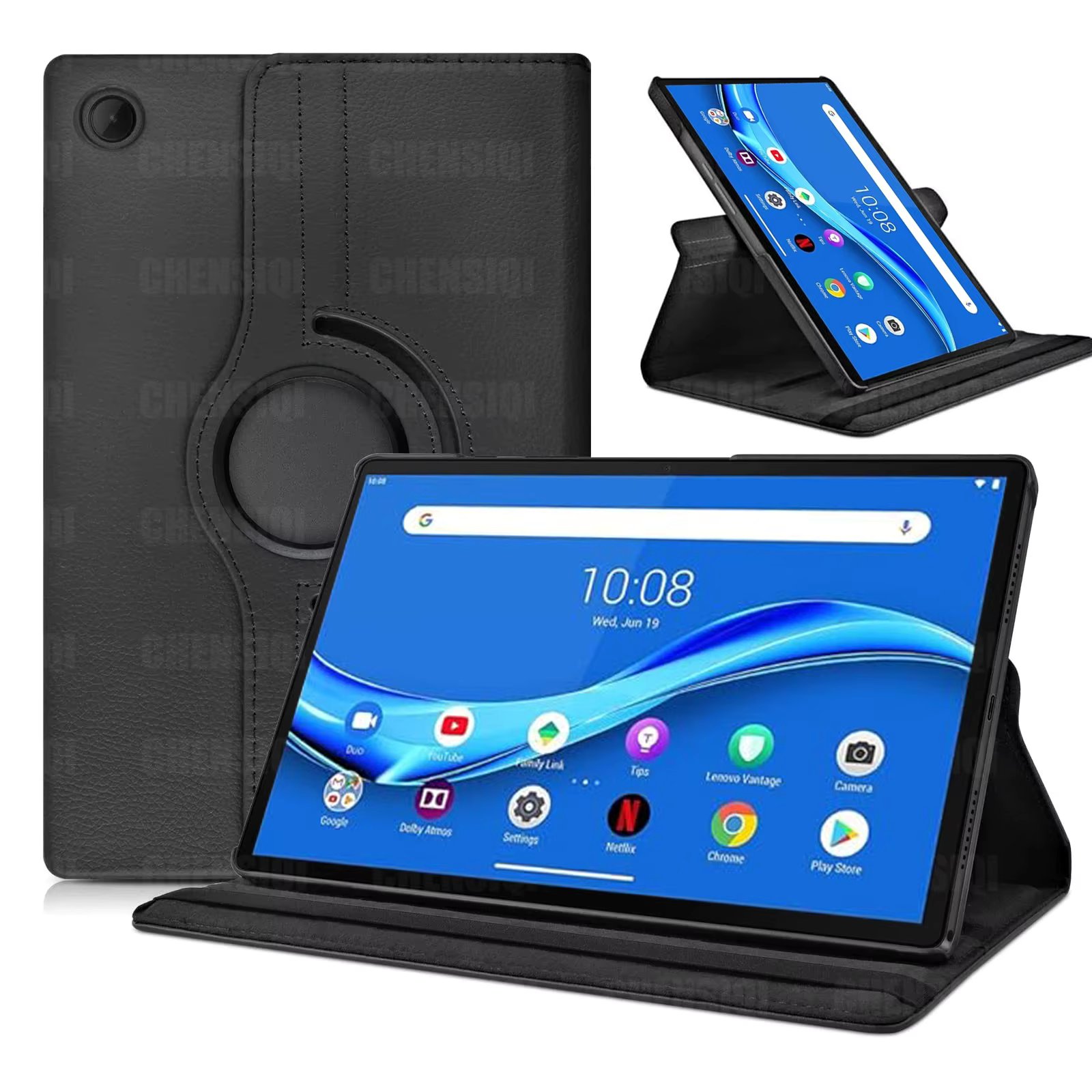 Case for Lenovo Tab M10 FHD Plus TB-X606F/X606X 10.3" PU Leather Cover Sleep Wake Function 360 Rotating Stand Protective Shell