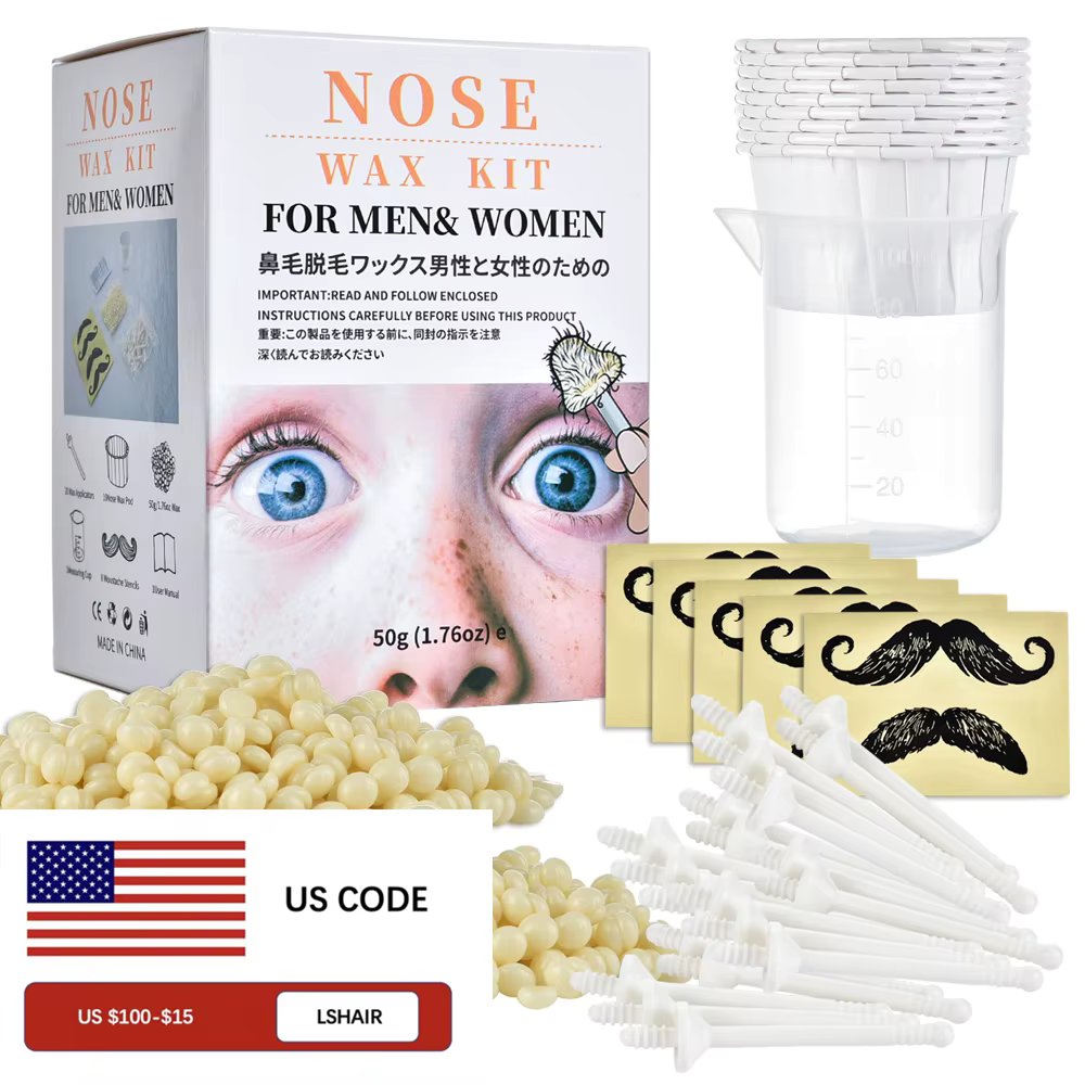 Nose Wax Kit Portable for Men and Women Nail Waxing Hair Removal Kit Nail Cleaning Wax Kit Painless Nose Clipper Beauty Care