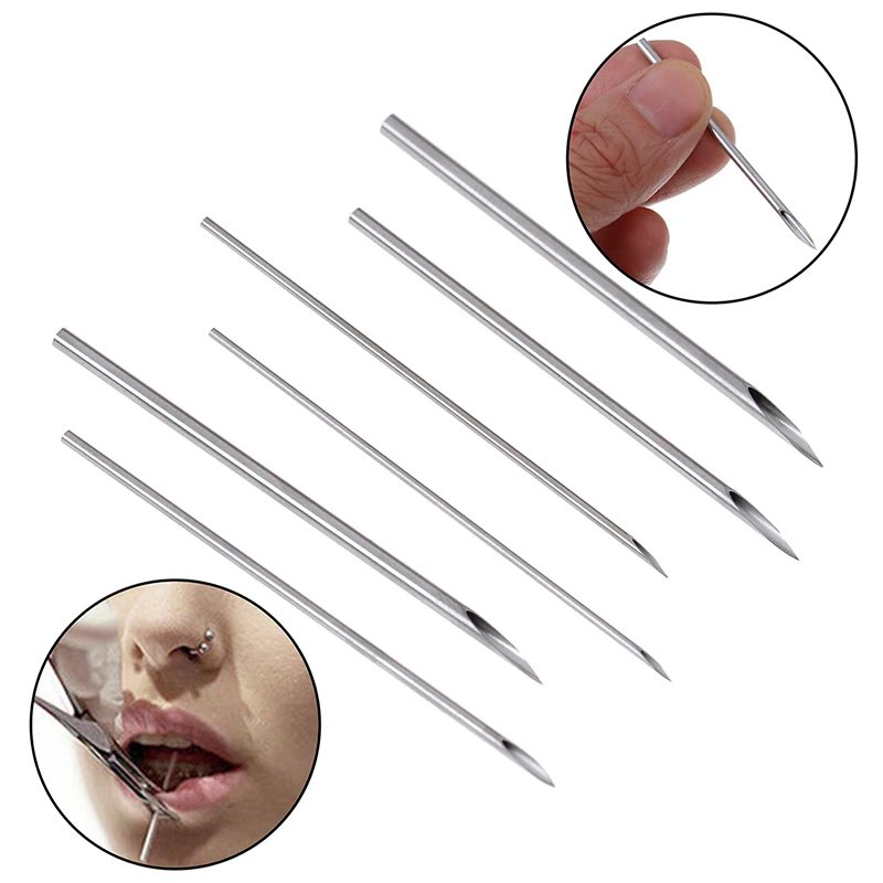 10pcs/set Needles Kit Tool 12g/14g/16g/18g/20g Disposable Tattoo Piercing Needles For Navel Nipple Ear Nose Lip Tattoo Piercing