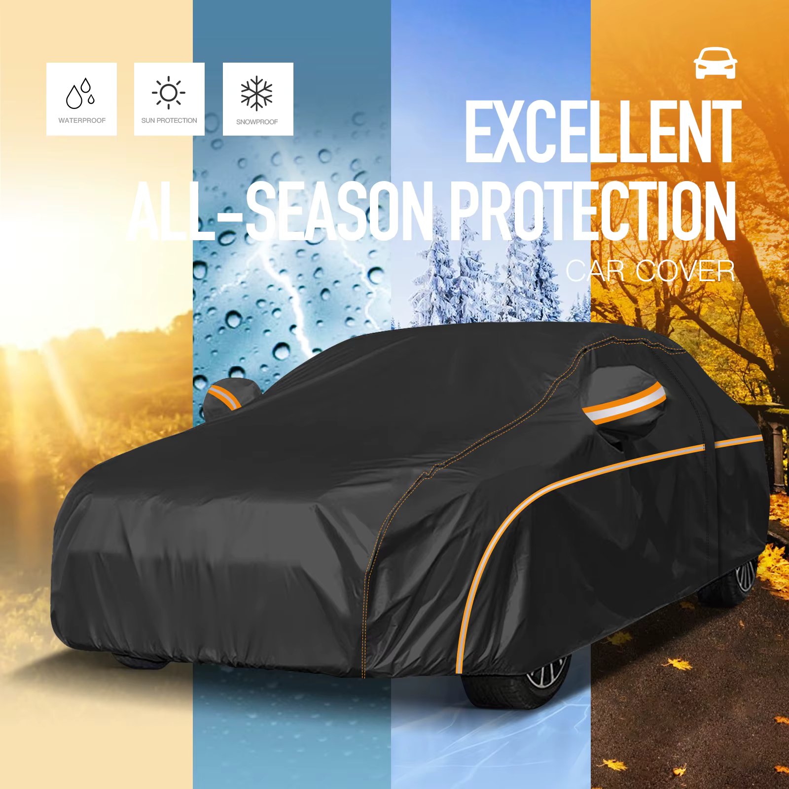 Car Cover Outdoor Waterproof UV Snow Dust Resistant Black 210D For For BMW 325i 328i Universal Auto Exterior Styling L/XL/XXL