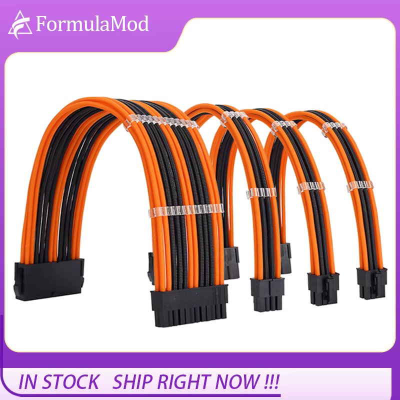 FormulaMod NCK2 Series PSU Extension Cable Kit , Solid Color Cable Mix Combo 300mm ATX24Pin PCI-E8Pin CPU8Pin With Combs