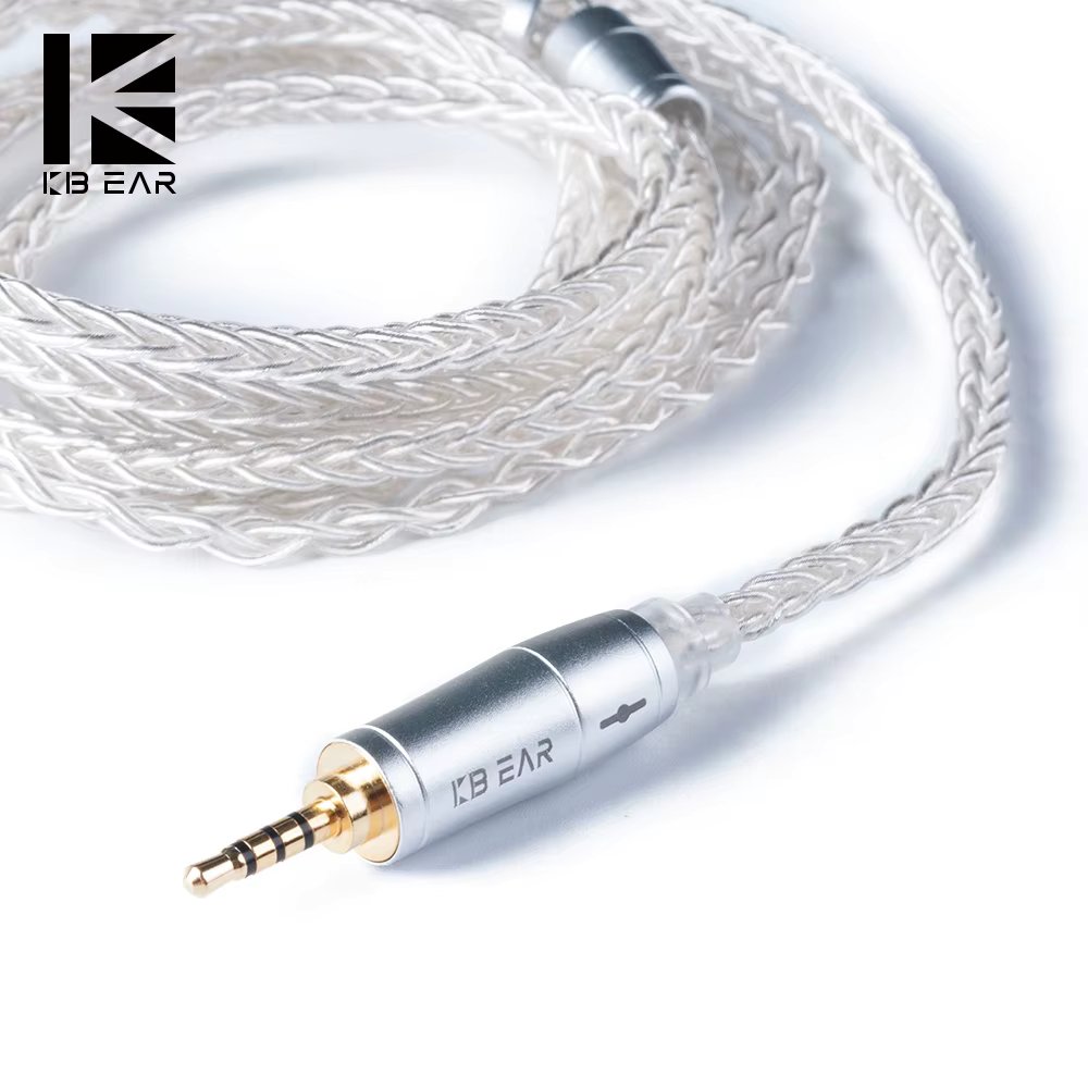 KBEAR 8 Core Upgraded Silver Wired Earphone Cable 2PIN/MMCX/QDC Gaming Headphones Earbuds Headset For KZ KS1 KS2 TRI Meteor IEMs
