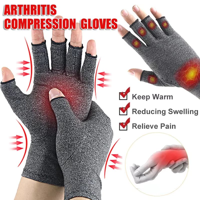 Relieve Hand Discomfort with 1pair Arthritis Therapy Fingerless Compression Gloves Touch Screen Gloves Touch Screen Gloves