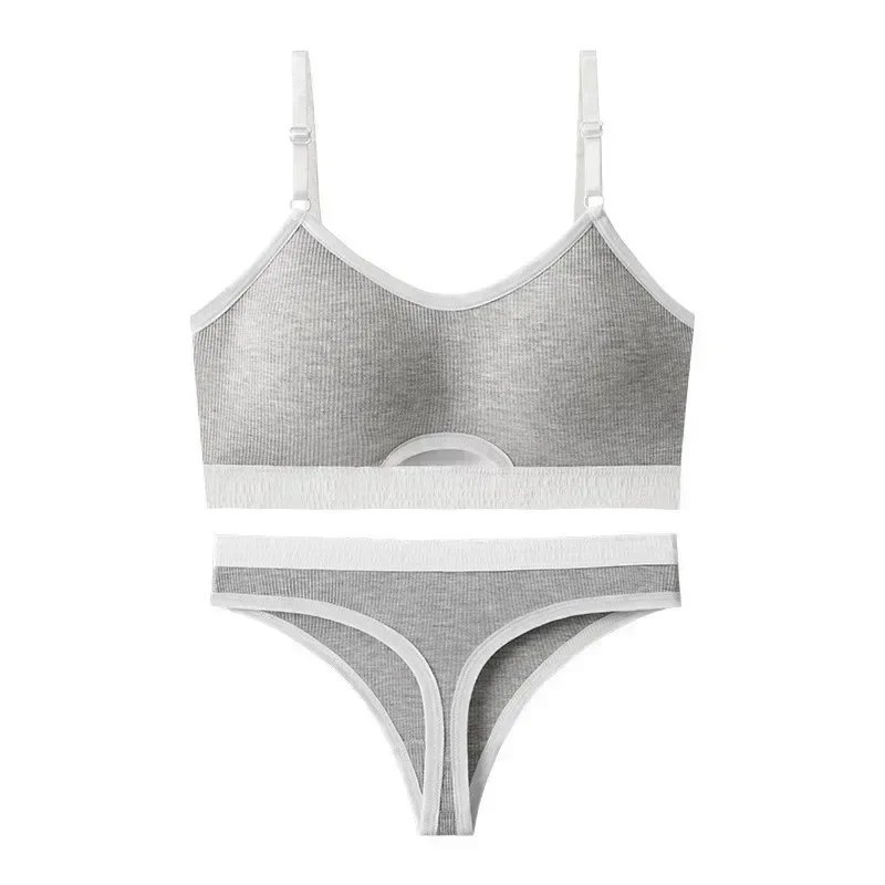 Seamless Bras Sports Bra And Panties Set Women Hollow Out Cotton Underwear U Back Push Up Bras Comfort Sexy Lingerie Set