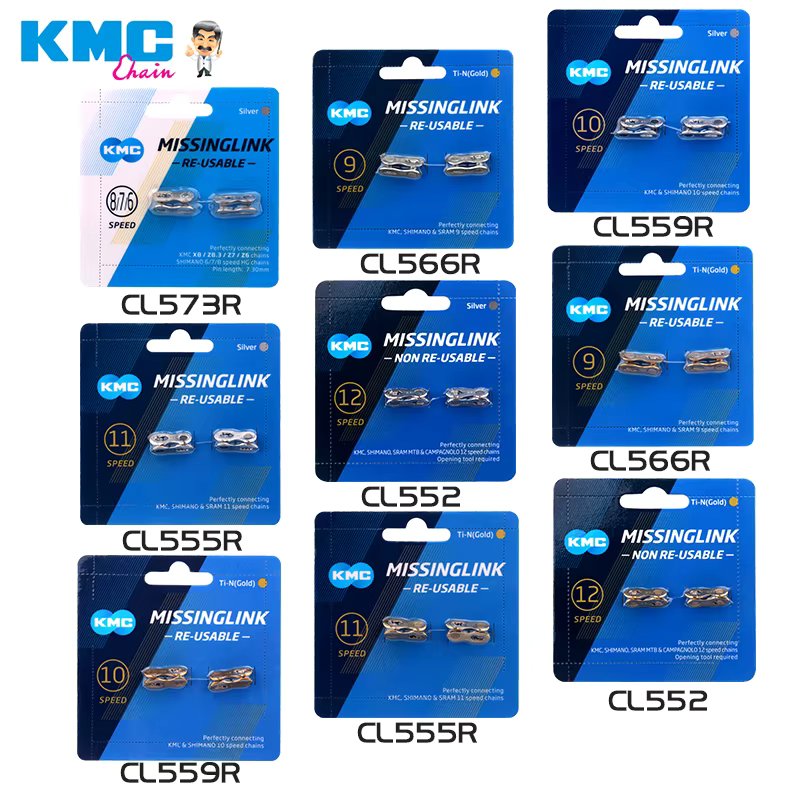 KMC 2 Pairs Bicycle Chain Missing Link 6/7/8/9/10/11/12 Speed Bicycles Reusable Chain Magic Clasp Silver Gold connection buckle