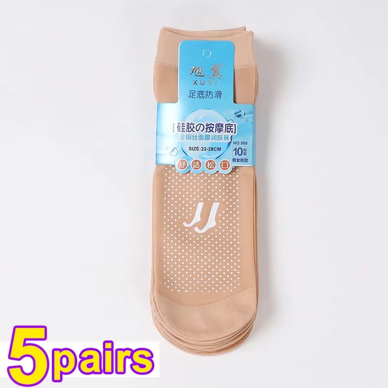Women Short Socks Soft Velvet Silk Ankle Sock Spring Summer Non-Slip Transparent Thin Bottom Splice Ladies Breathable Boat Sock