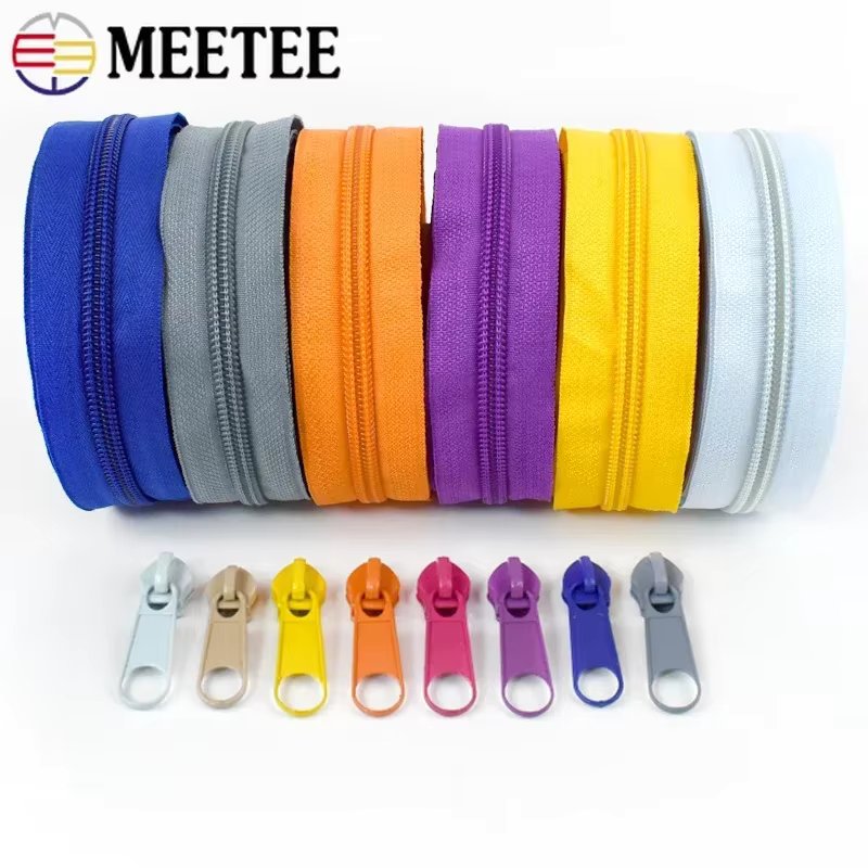 3# 5# Meetee 3/5/10M Rainbow Nylon Zipper Tape with Zippers Slider Decor Zip Closure Repair Kit Bag Garment Sewing Accessories