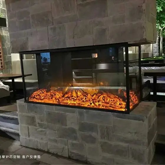 800x300x400 mm 3 sides view fire front ,back and side or front ,left and right sides electric fireplace with remote control
