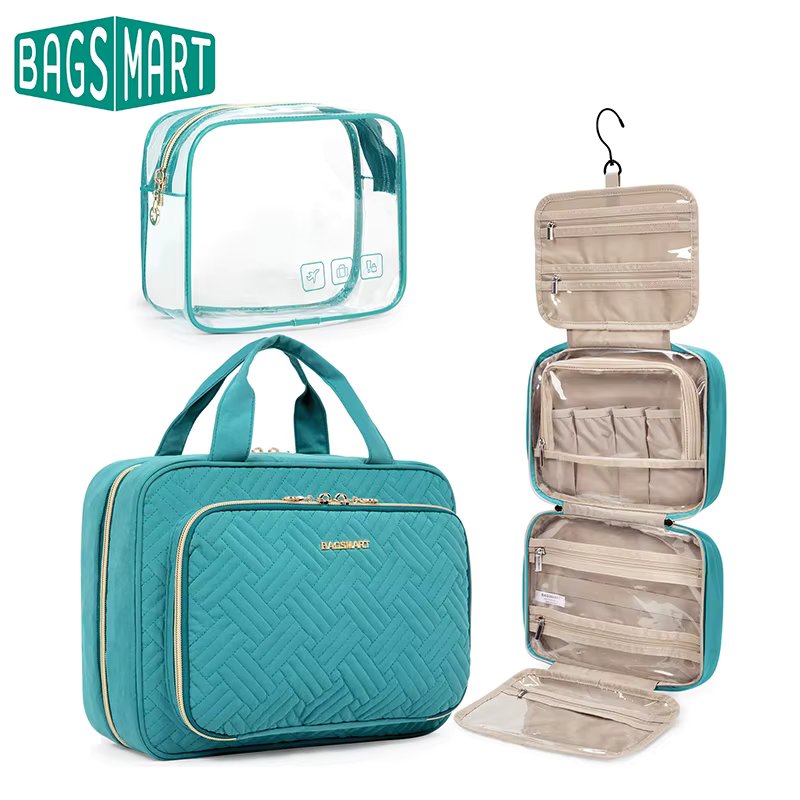 BAGSMART 2pcs Multifunction Large Capacity Portable Cosmetic Bag Makeup Pouch Tote Travel Organizer Storage Women Toilet Bag