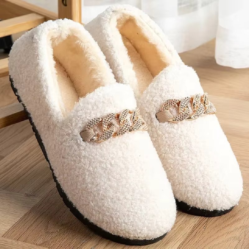 Womens Slippers WinterShort Plush House Shoes Warm Slip on Moccassins for ladies Fashion Lady Flats Non Slip Loafers