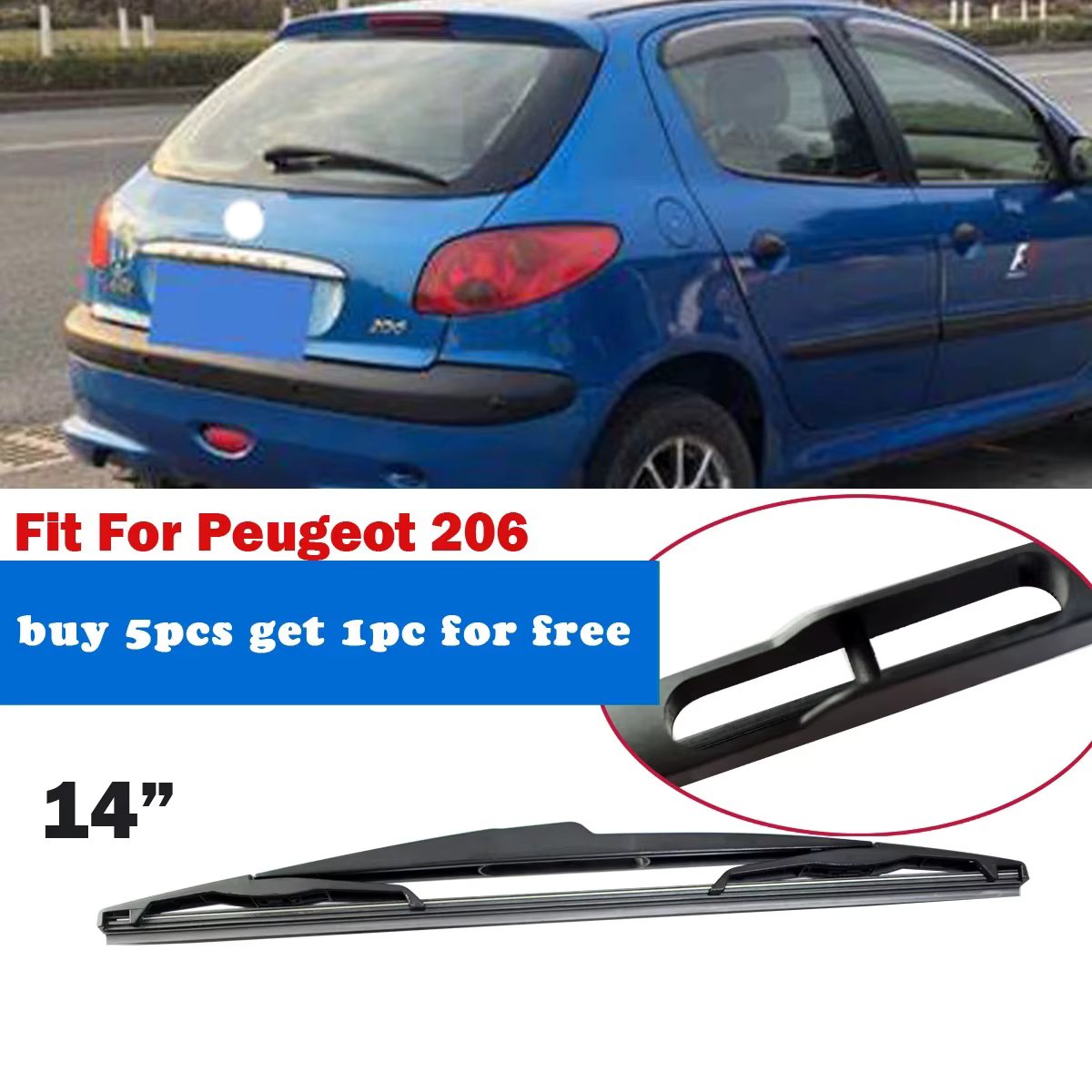1PC Car Rear Wiper Blade  14" Windscreen Windshield Auto Wipers Accessories  for Peugeot 206  YC102012-206