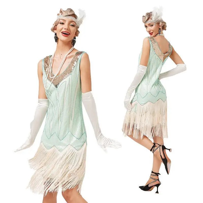 Women's Long Skirt Summer 1920s Gatsby Vintage Great Gatsby Party Flapper Dress Sleeveless Sequin Tassel Fringe Cocktail Dress