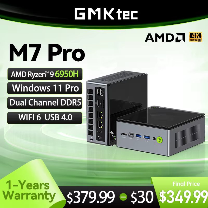 GMKtec Mini Pc M7 PRO AMD Ryzen9 PRO 6950H NUCBOX AMD Radeon™ 680M Window 11 Pro WIFI 6 USBC 4.0