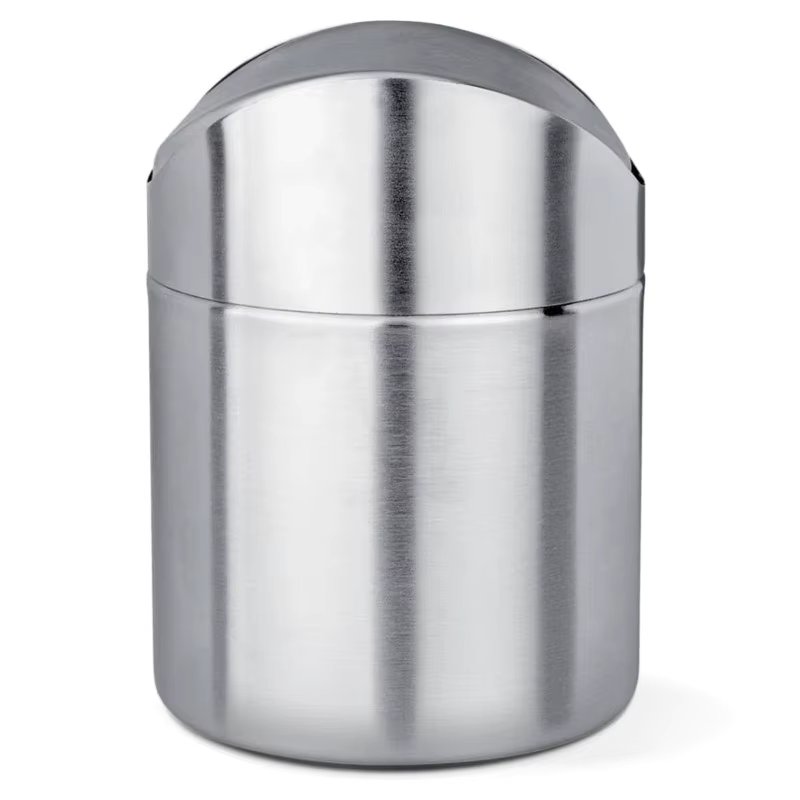 EURASIA tent-Mini kitchen bin, tabletop bin, with vasculant lid, 12x16,5cm. Stainless Steel
