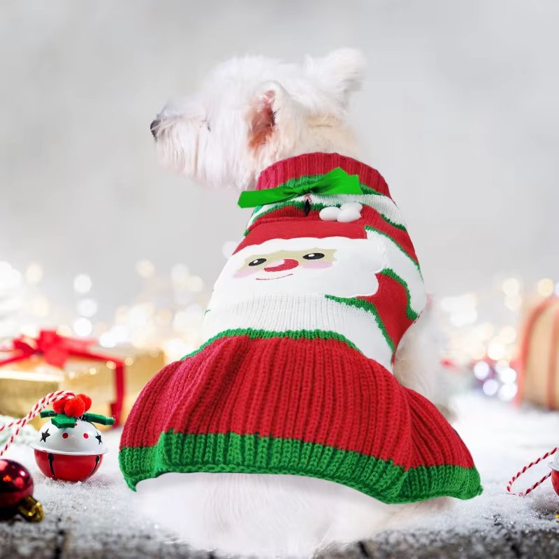Christmas Dress for Dogs Winter Dog Clothes Dog Knitted Coat Puppy Warm Overalls Chihuahua French Bulldog Costume Dog Sweater