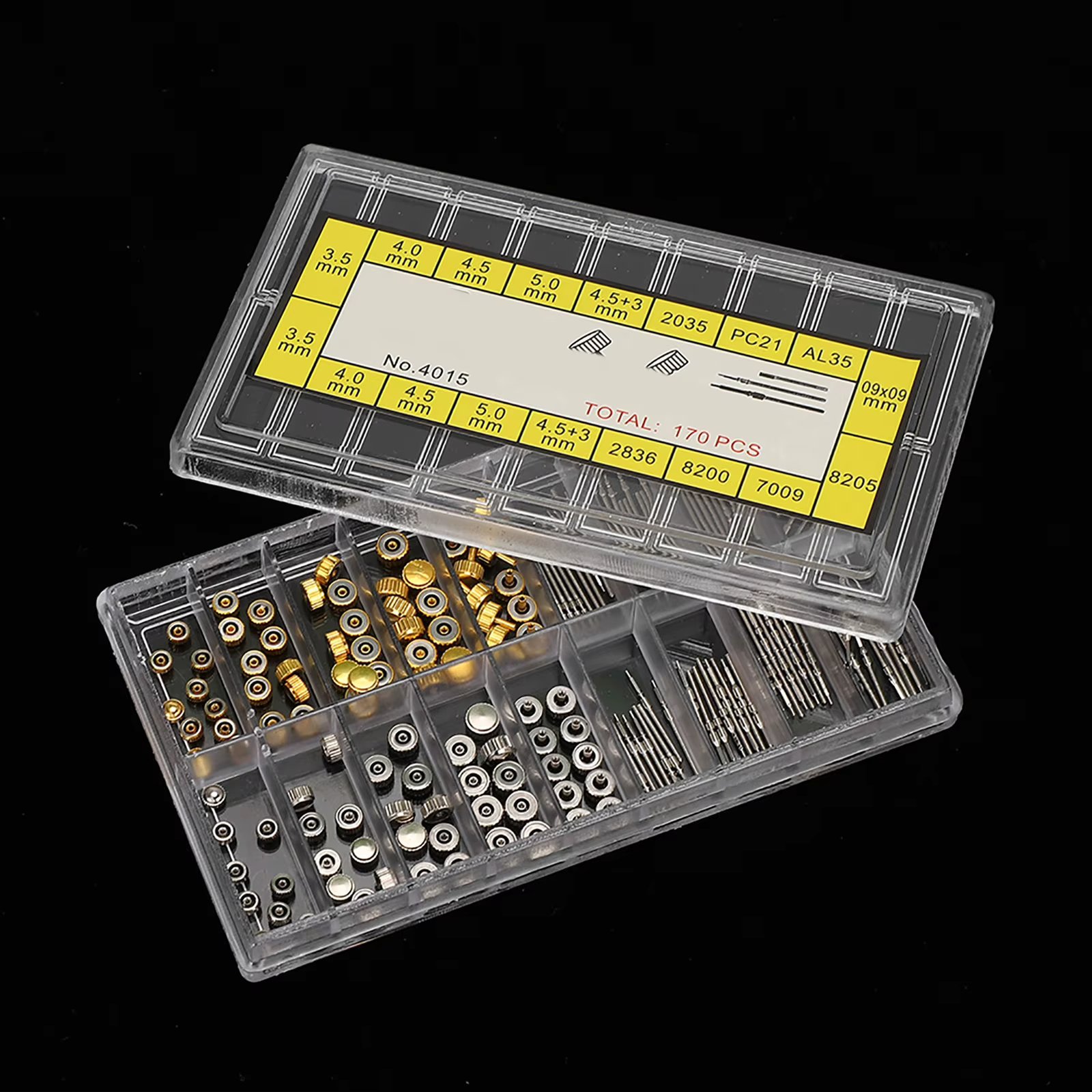 Watch accessories box drip glue head crown watch rod repair watch parts copper gold and silver head multiple models