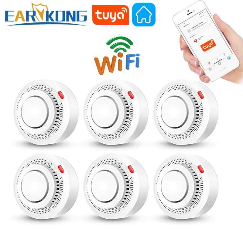 WiFi Smoke Sensor Alarm Fire Protection Tuya Smoke Detector Smokehouse Combination Fire Alarm Home Security System Firefighters