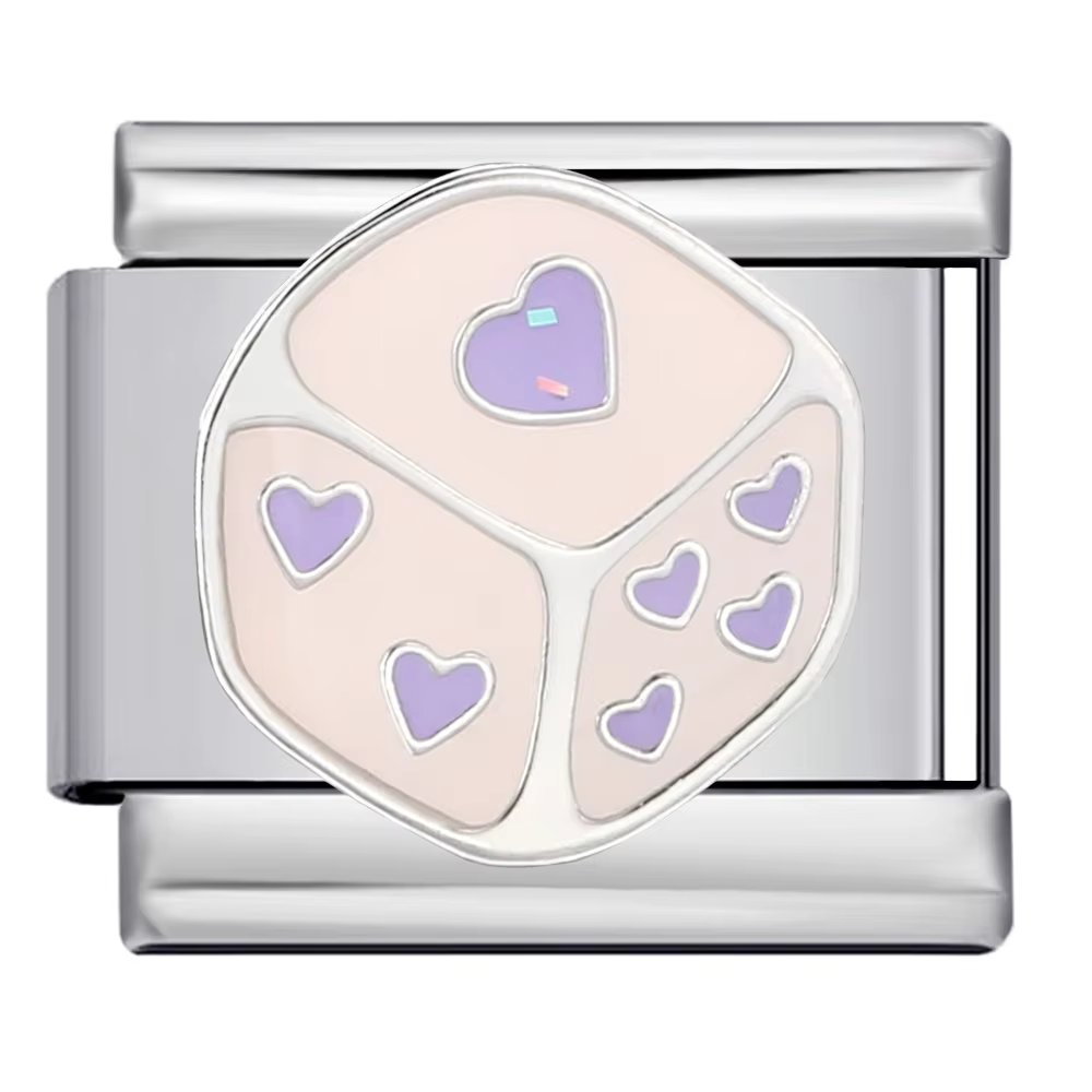 1pc Cute Italian Charm Bracelet Stainless Steel DIY Making Ligth Purple Star Heart Flower Fashion Jewelry Accessories