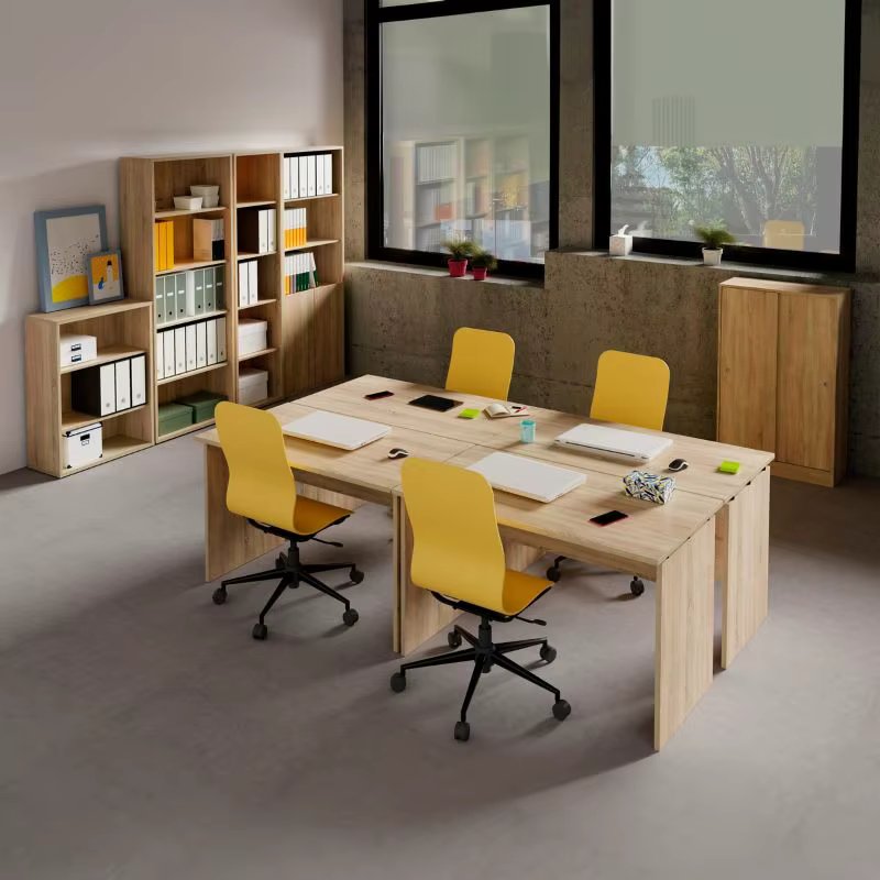 Miroytengo Pack office furniture 4 desks and shelves Office Office contemporary style Cambrian Oak