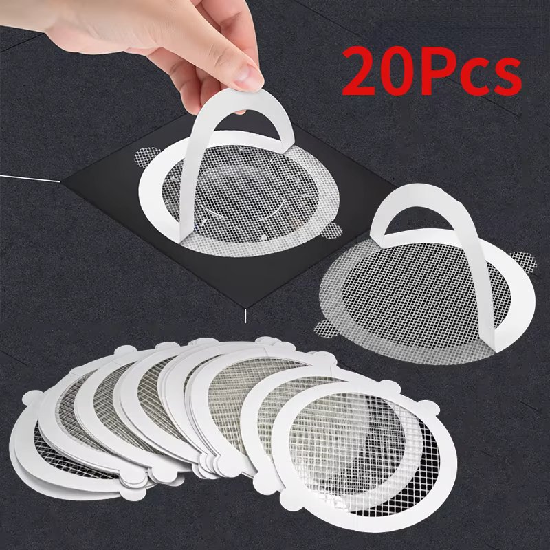 20pcs Disposable Shower Drain Hair Catcher Cover Bathroom Sewer Sink Drain Hair Strainer Stopper Bathtubs Mesh Filter Sticker