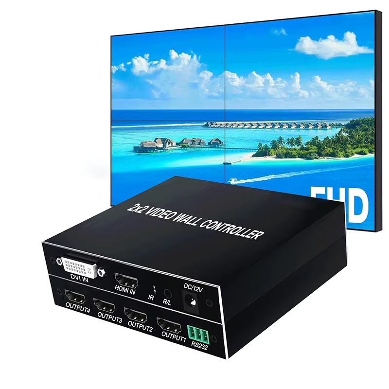 2x2 HDMI Video Wall Controller 1080P 1x2 1x3 1x4 2x1 3x1 4x1 TV Splicing Processor 4 Screen Splicer Display 180 Degree Rotation