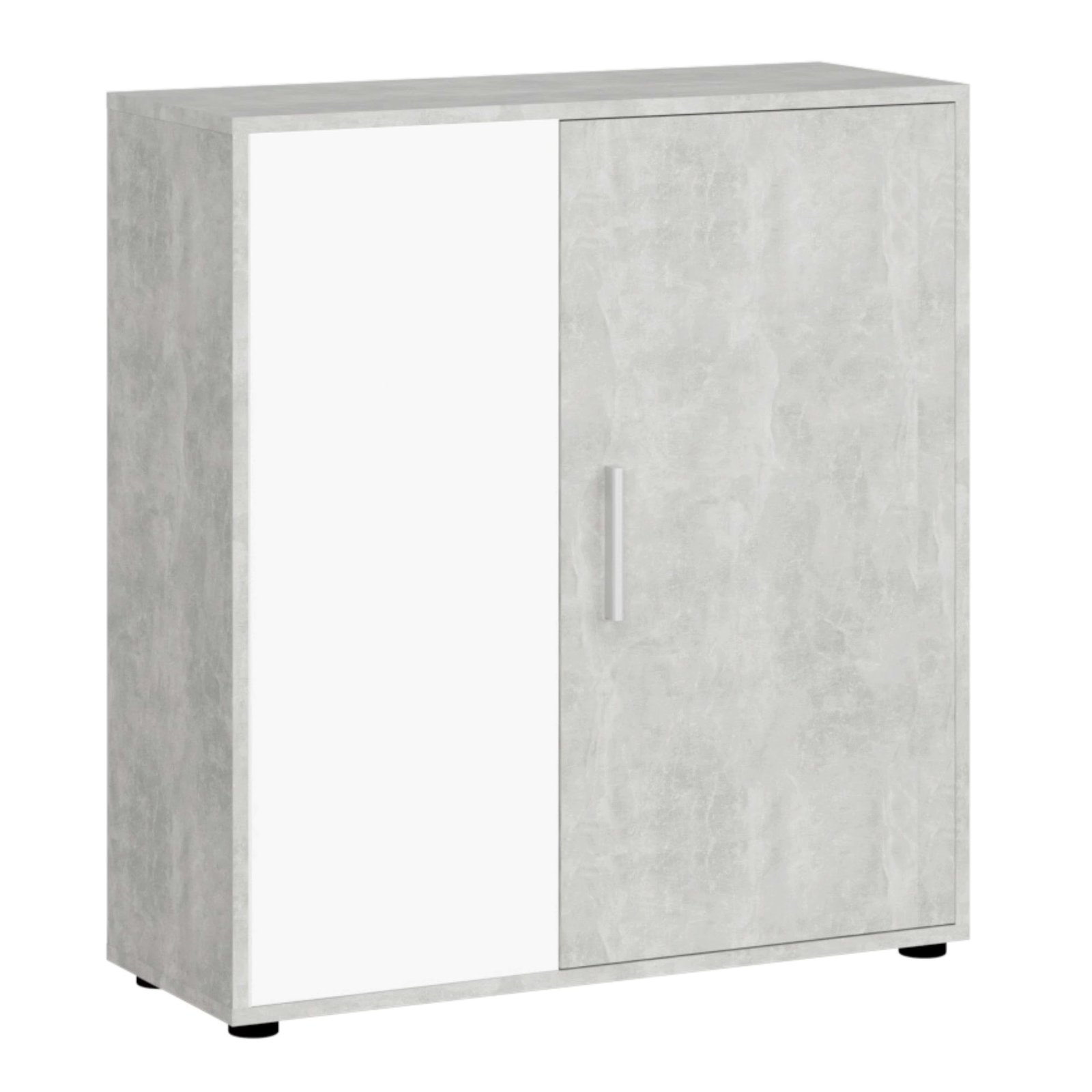 Miroytengo living room Rom sideboard with 2 doors 1 shelf Industrial style in cement white gray Color 80 cm