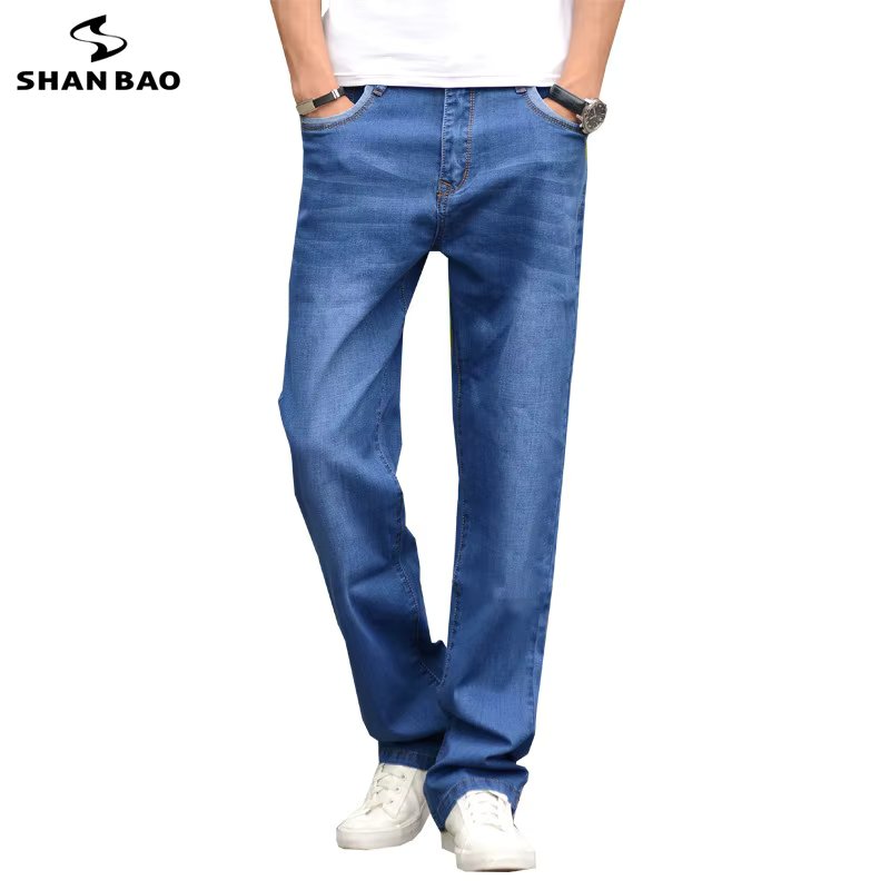 SHAN BAO 2022 spring summer straight loose loose lightweight stretch denim denim classic business casual men's high waist jeans