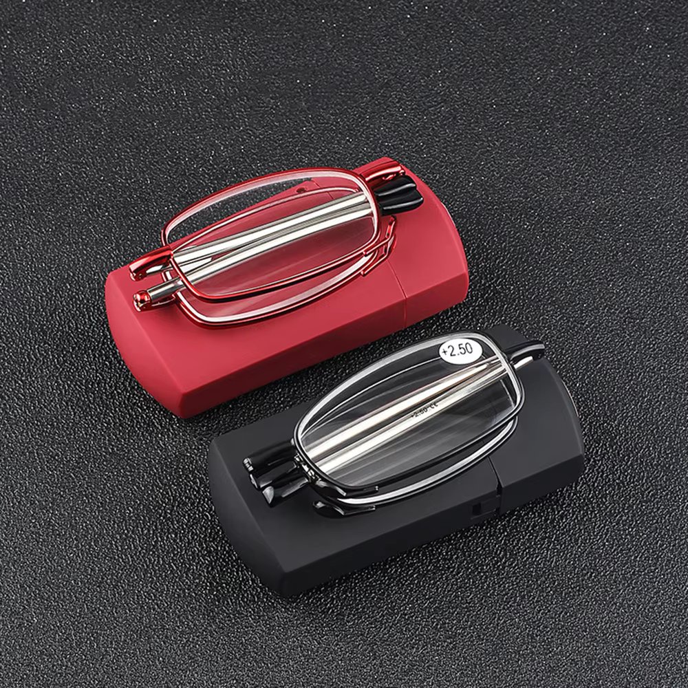 Foldable Anti Blue Light Reading Glasses With Case Men Women Telescopic Presbyopia Eyeglasses Optical Eyewear Degree 100-400