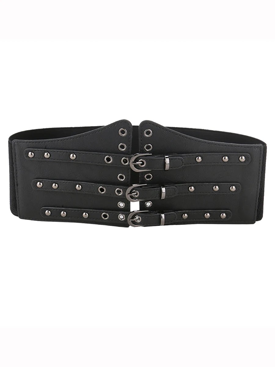 Ladies' Punk Hollow Elastic Waist Decorative Wide Girdle slim Belts For Women Pin buckel Corset Cummerbund On Shirt Coat Suit