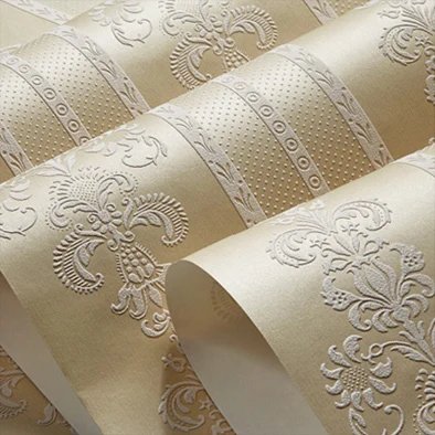 Luxury Damask Floral Vertical Striped Non-Woven Wallpaper Roll Papel De Parede European Style Wallpapers For Living Room Bedroom