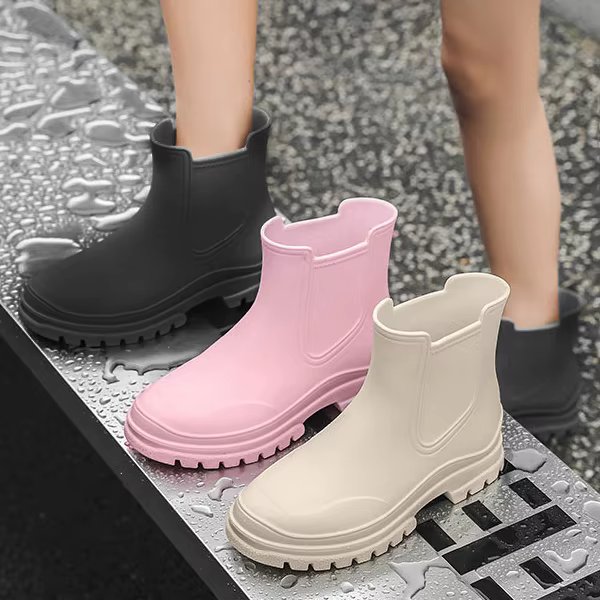 Women Rain Boots PVC Summer waterproof paintwork with inner heel lightweight women's beauty boots