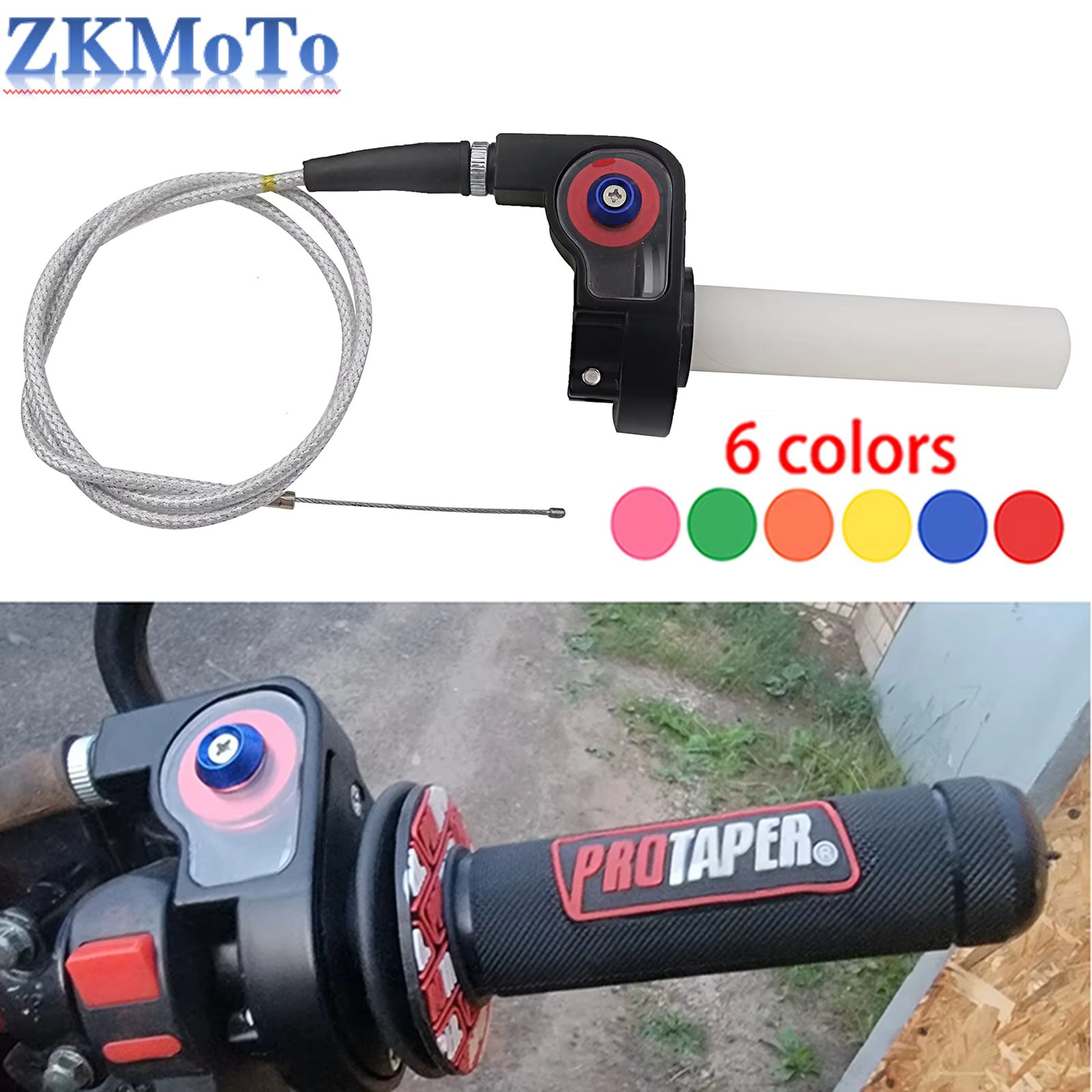 Motorcycle visual 1/4 Quick Turn Throttle Grips Settle & twist gas throttle handle+980MM Throttle Cable Dirt Pit Bike Motocross