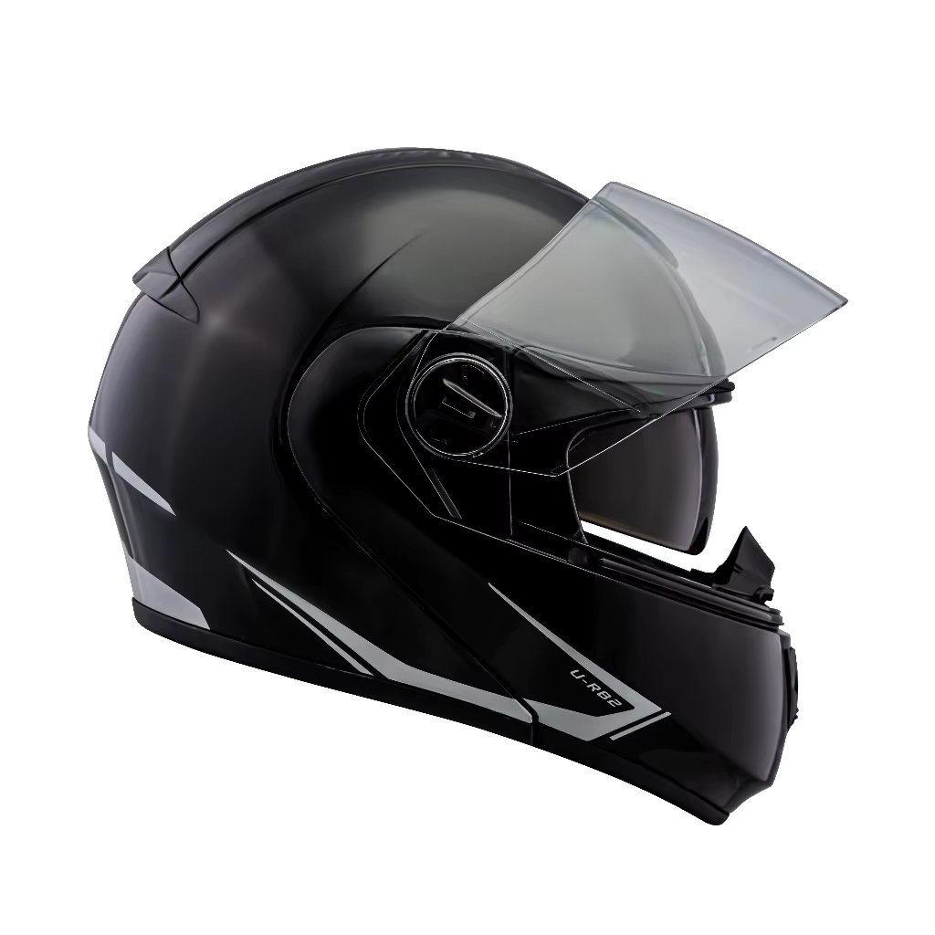 Motorcycle Helmet Articulating Peels U-Rb2 Classic-Black W/Silver