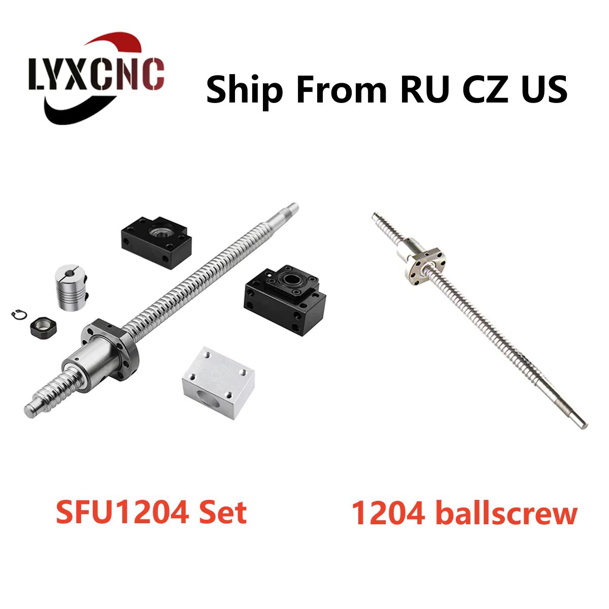 SFU1204 ballscrew / SFU1204 Set 200mm-1500mm C7 End Machined & BKBF10 End Support & Nut Housing & D20L25 Coupling