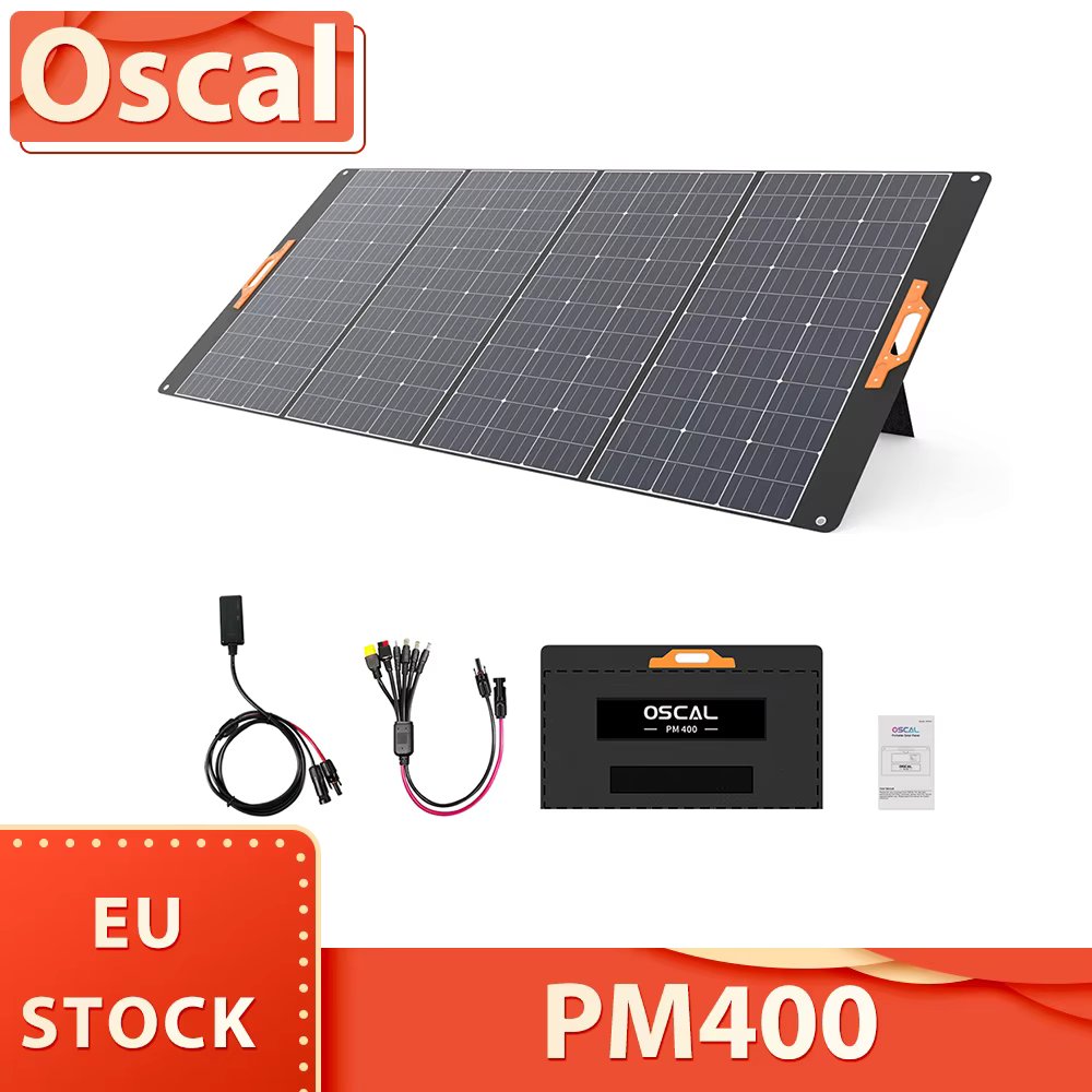 Oscal PM400 400W Foldable Solar Panel, Adjustable Kickstand, ≥22.7% Solar Conversion Efficiency, ETFE Material