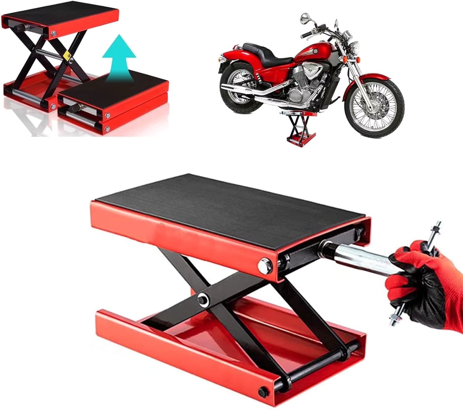 DayPlus Motorcycle Lifting Motorcycle Scissor Lift,Scissor Hydraulic Lift Stand Lift Jack for Motorbike Repair Adjust Height