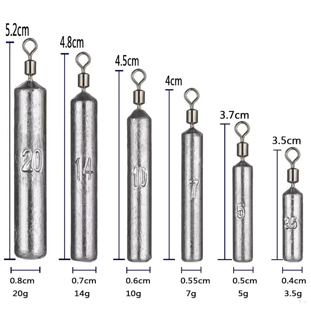 Fishing Weight 15PCS/Lot Sinker Mold 3.5g 5g 7g 10g 14g 20g Tube Bullet Plumb Pendant Metal Jig Sast Sea Tackle Kit Pesca Tool