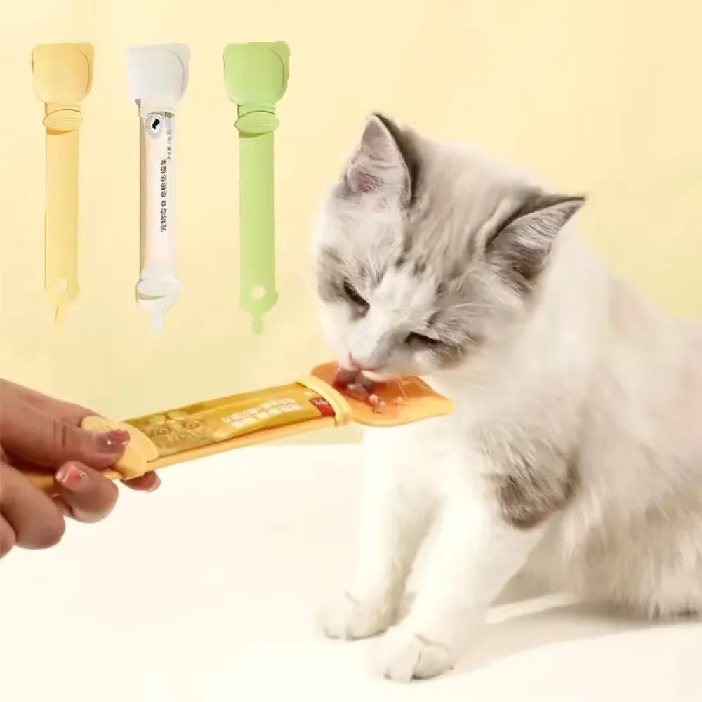 Cat Feeder Spoon Pet Snack Liquid Food Squeeze Tools For Wet Food Treat Dispenser Cat Accessories Cats Dog Feeding Bowl Scoop