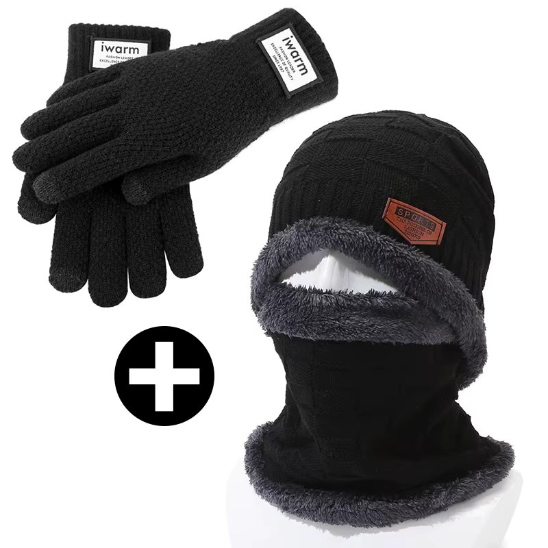 3 kinds of men's hair-wearing hat-neck warmer gloves