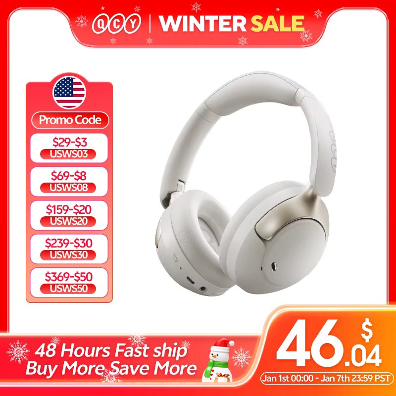 QCY H3 Pro ANC Wireless Headphone 50dB Noise Canceling Hi-Res Spatial Audio Earphone with LDAC Bluetooth 5.4 Over Ear Headset